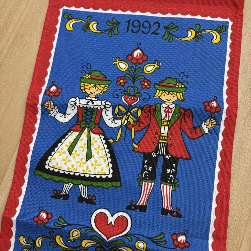 1992 Cloth Hanging‎ Calendar German Decorative Tea Towel